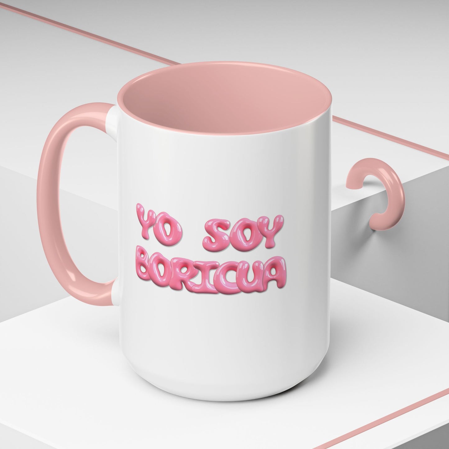 Puerto Rico Mug | SOY BORICUA | Ceramic cup 15 oz pink