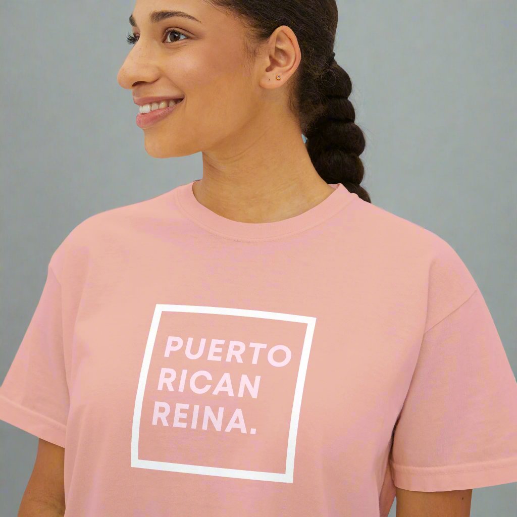 Women's Boxy Tee | Puerto Rico Shirt | PUERTO RICAN REINA | Soft and Stylish Tee | Exclusive Puerto Rico Gifts | Boricua Pride