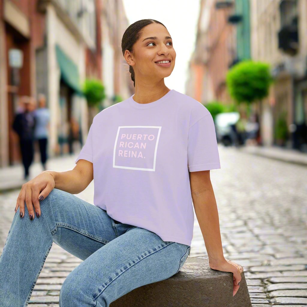 Women's Boxy Tee | Puerto Rico Shirt | PUERTO RICAN REINA | Soft and Stylish Tee | Exclusive Puerto Rico Gifts | Boricua Pride