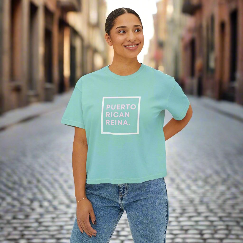 Women's Boxy Tee | Puerto Rico Shirt | PUERTO RICAN REINA | Soft and Stylish Tee | Exclusive Puerto Rico Gifts | Boricua Pride