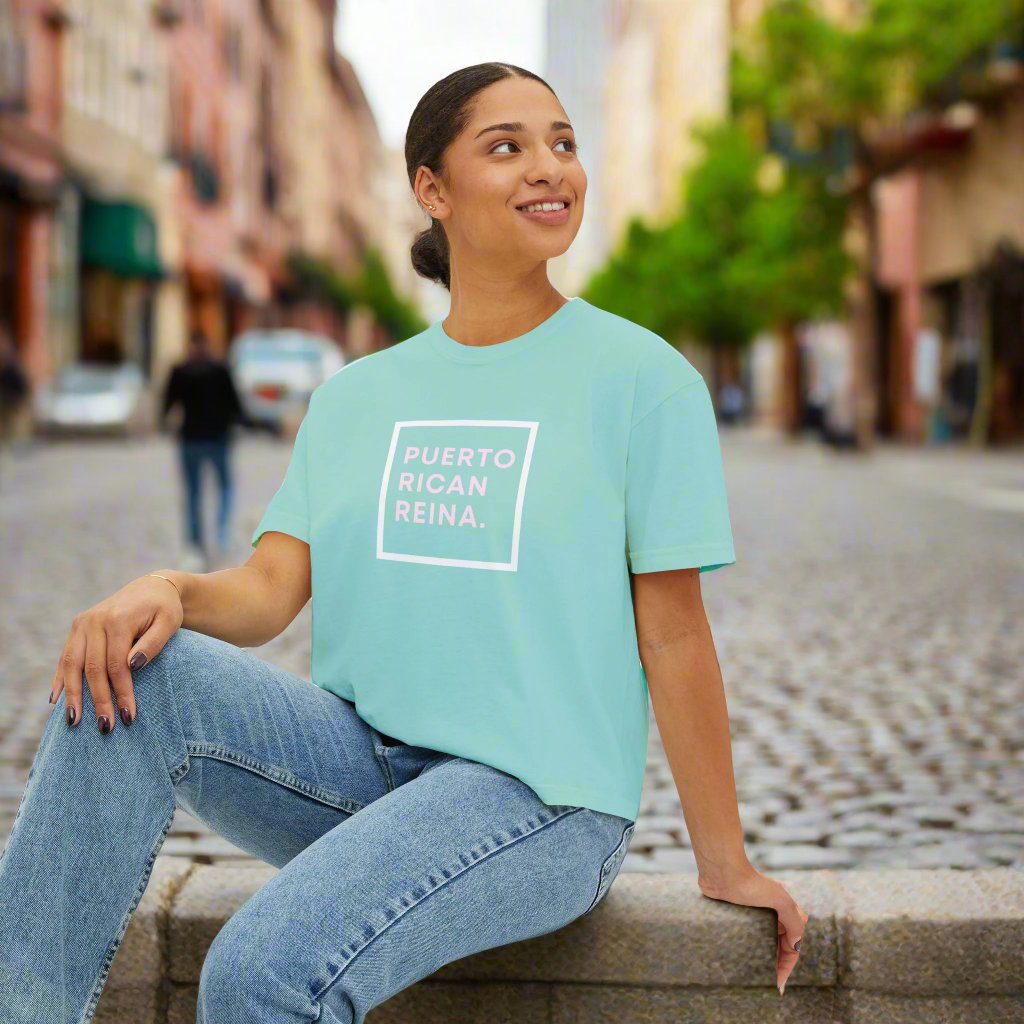 Women's Boxy Tee | Puerto Rico Shirt | PUERTO RICAN REINA | Soft and Stylish Tee | Exclusive Puerto Rico Gifts | Boricua Pride
