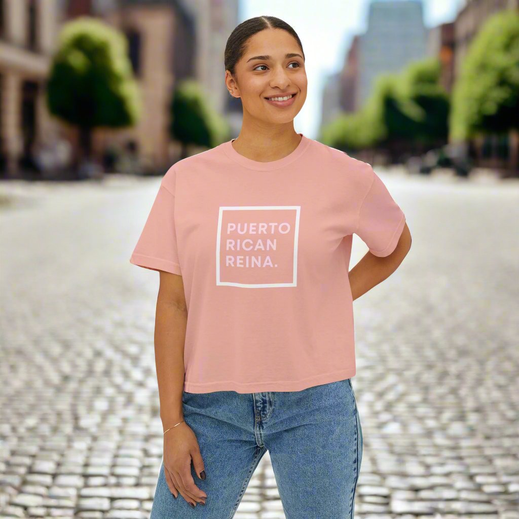 Women's Boxy Tee | Puerto Rico Shirt | PUERTO RICAN REINA | Soft and Stylish Tee | Exclusive Puerto Rico Gifts | Boricua Pride