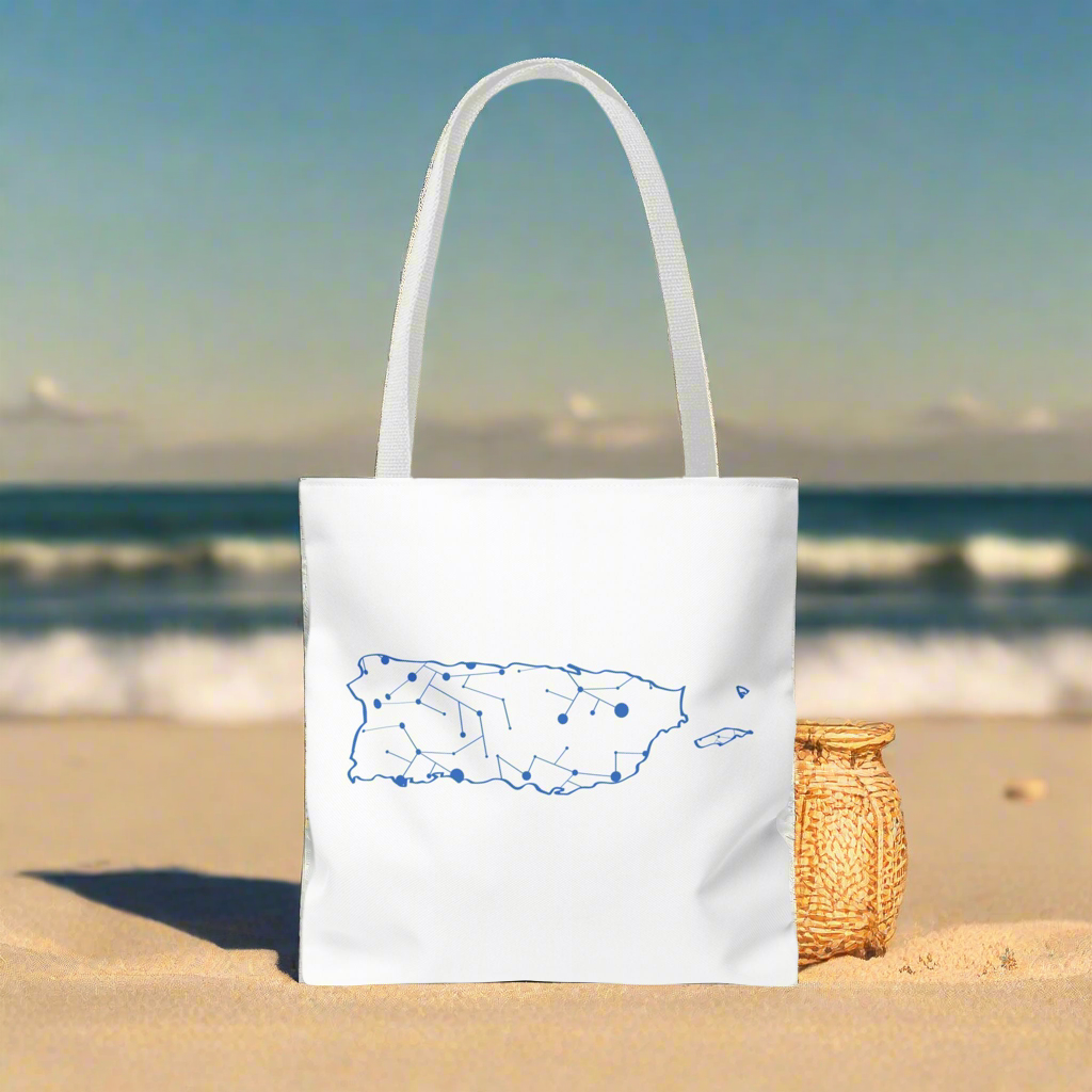 Puerto Rico Symbols | DIGITAL MAP |  White Tote Bag