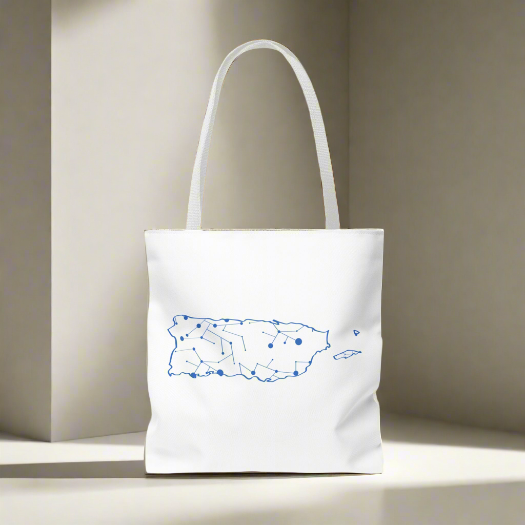 Puerto Rico Symbols | DIGITAL MAP |  White Tote Bag