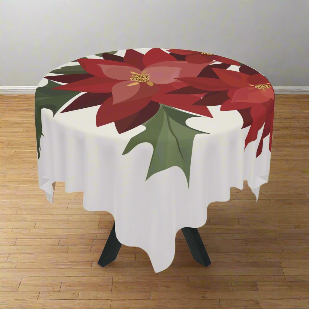 Puerto Rico 55 x 55 Tablecloth  | PASCUAS NAVIDAD | CHRISTMAS POINSETTIAS | Exclusive Puerto Rico Gifts | Boricua Pride