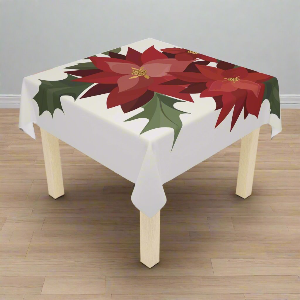 Puerto Rico 55 x 55 Tablecloth  | PASCUAS NAVIDAD | CHRISTMAS POINSETTIAS | Exclusive Puerto Rico Gifts | Boricua Pride