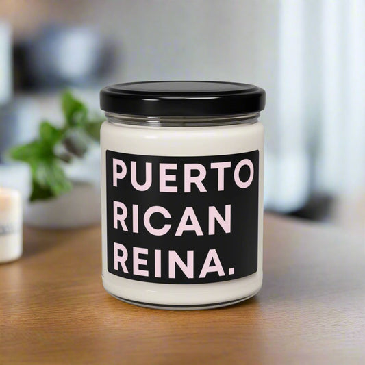 Puerto Rico Candle | Soy Non-Toxic Candle | PUERTO RICAN REINA | Glass Jar 9 oz | Exclusive Puerto Rico Gifts | Boricua Items