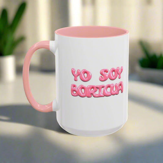 Puerto Rico Mug | SOY BORICUA | Ceramic cup 15 oz pink