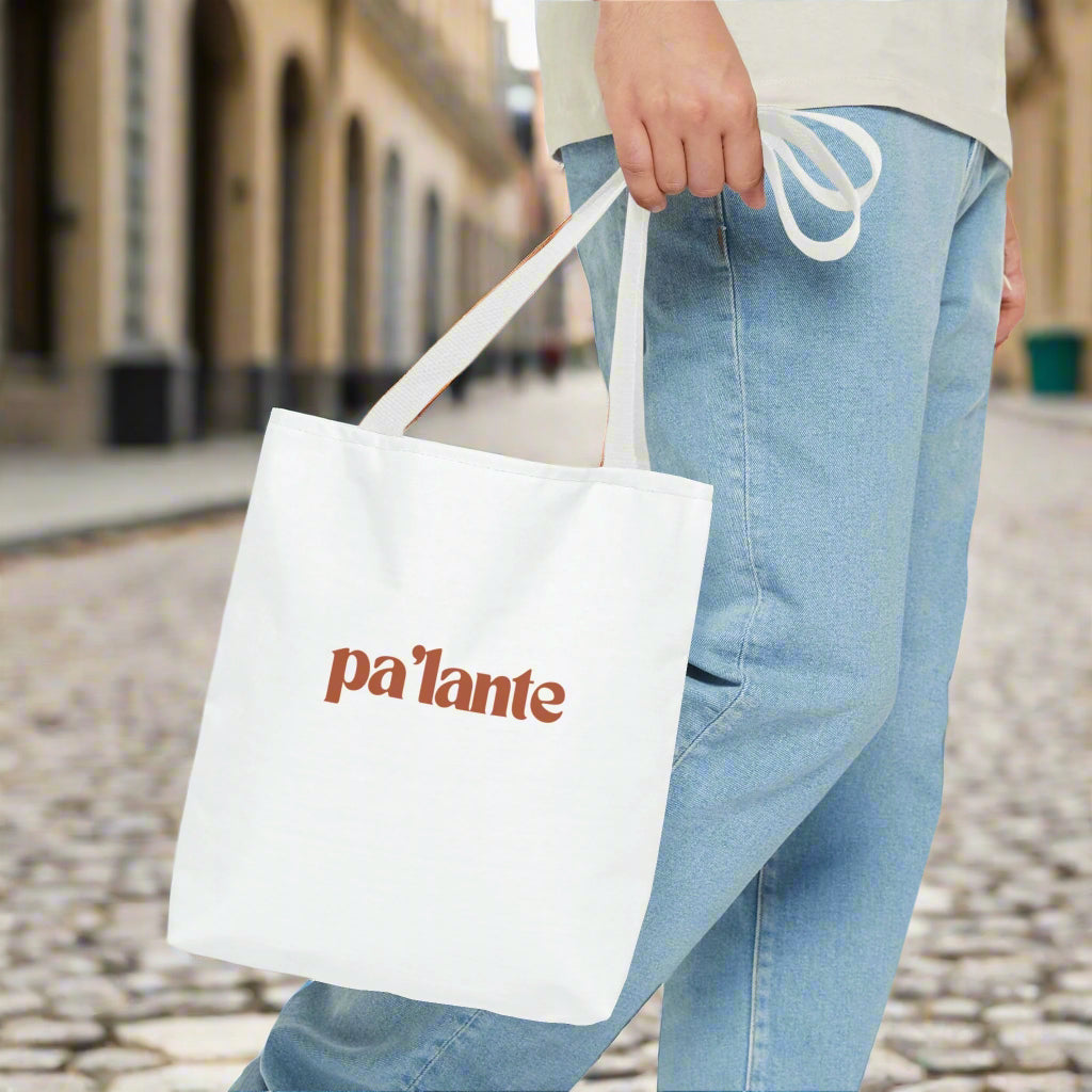 Puerto Rico Phrases | PA'LANTE PA'TRAS NI PA' COGER IMPULSO | Tote Bag