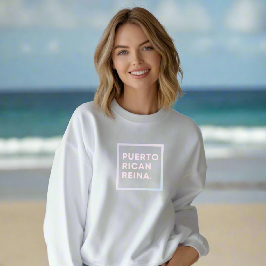 Puerto Rico Phrases Sweatshirt | PUERTO RICAN REINA | Fleece Crewneck
