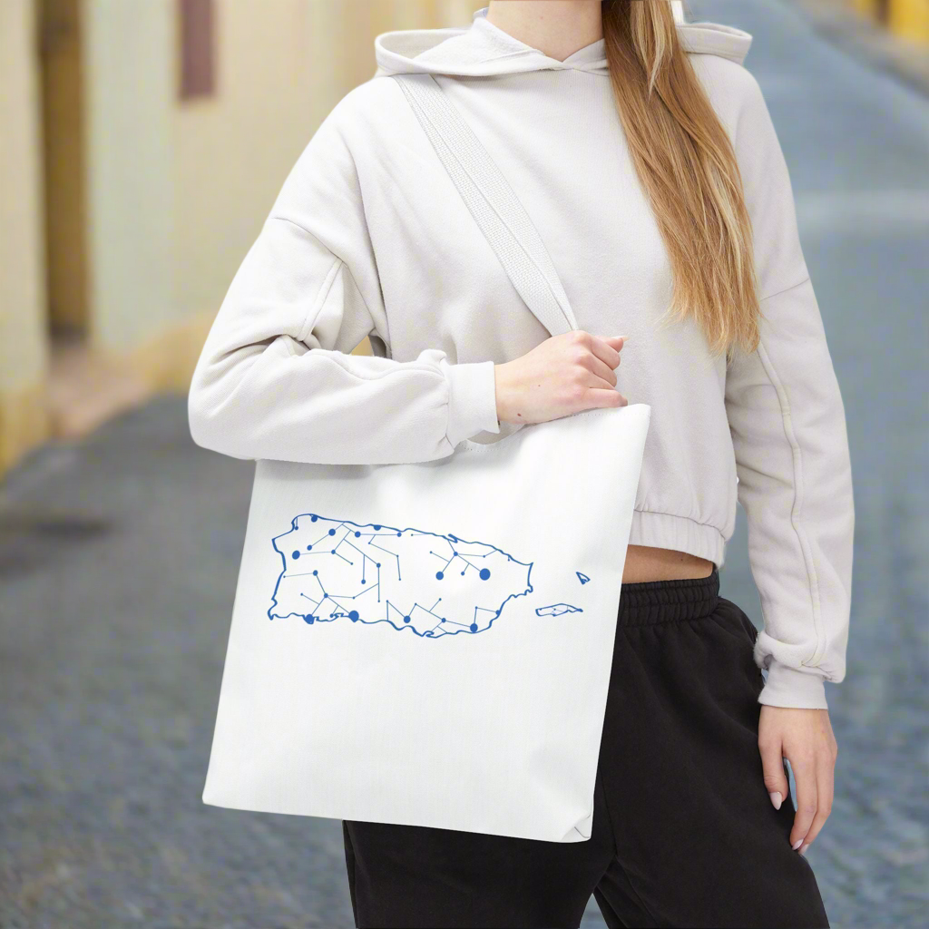 Puerto Rico Symbols | DIGITAL MAP |  White Tote Bag