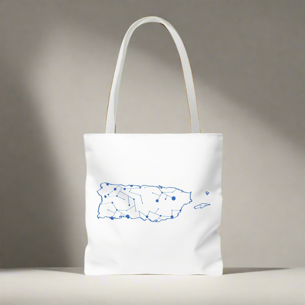 Puerto Rico Symbols | DIGITAL MAP |  White Tote Bag