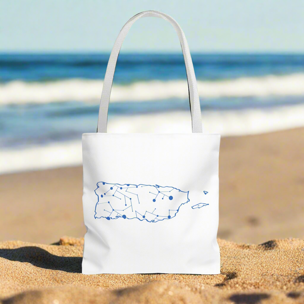 Puerto Rico Symbols | DIGITAL MAP |  White Tote Bag