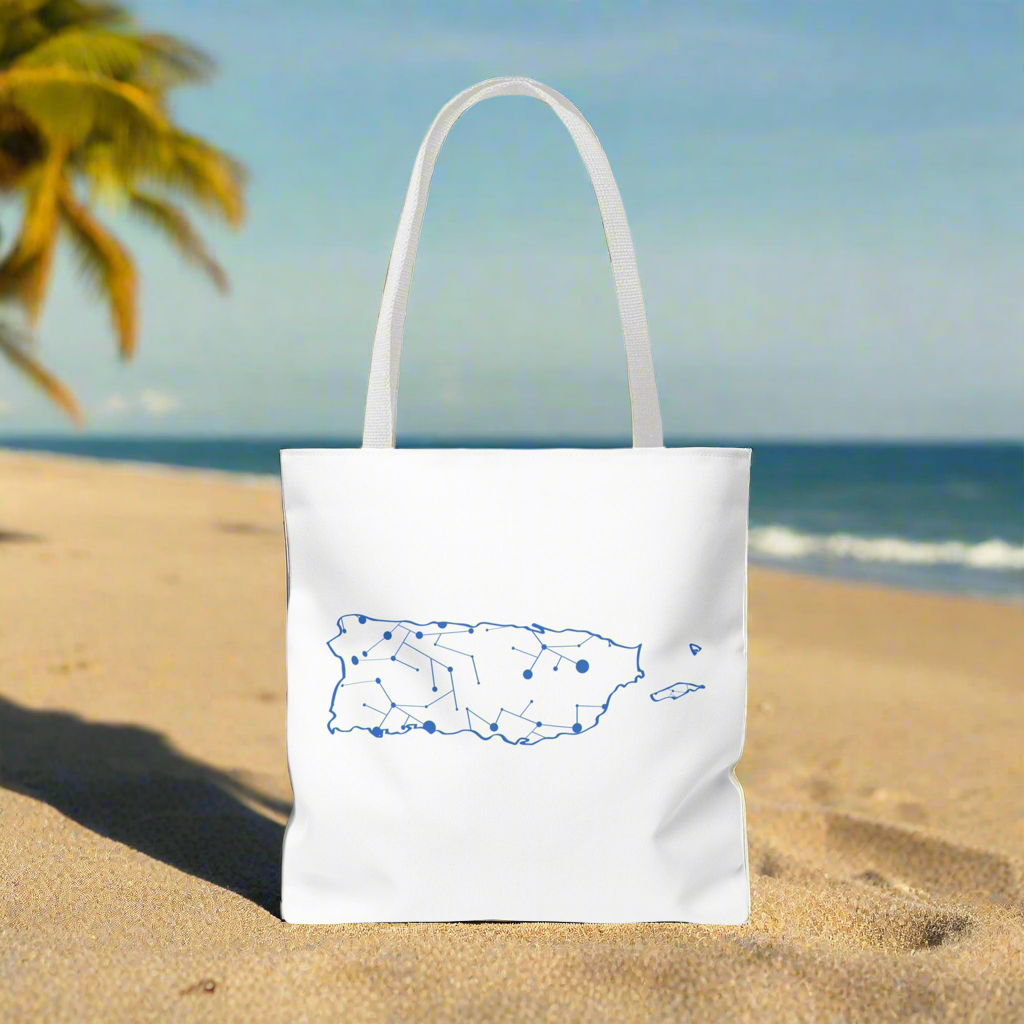Puerto Rico Symbols | DIGITAL MAP |  White Tote Bag