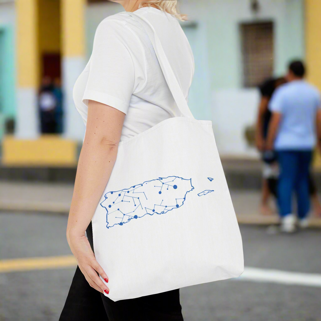 Puerto Rico Symbols | DIGITAL MAP |  White Tote Bag