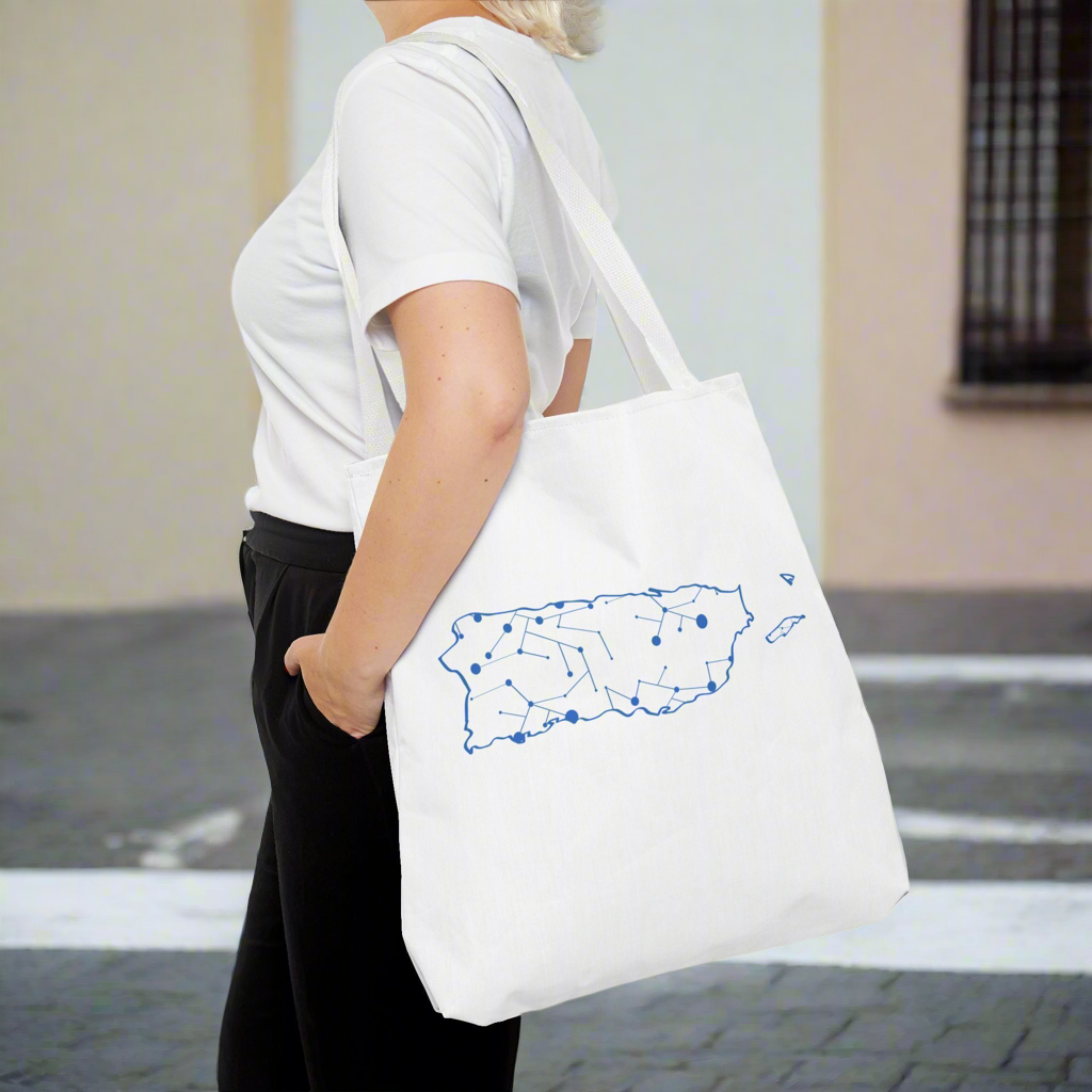 Puerto Rico Symbols | DIGITAL MAP |  White Tote Bag