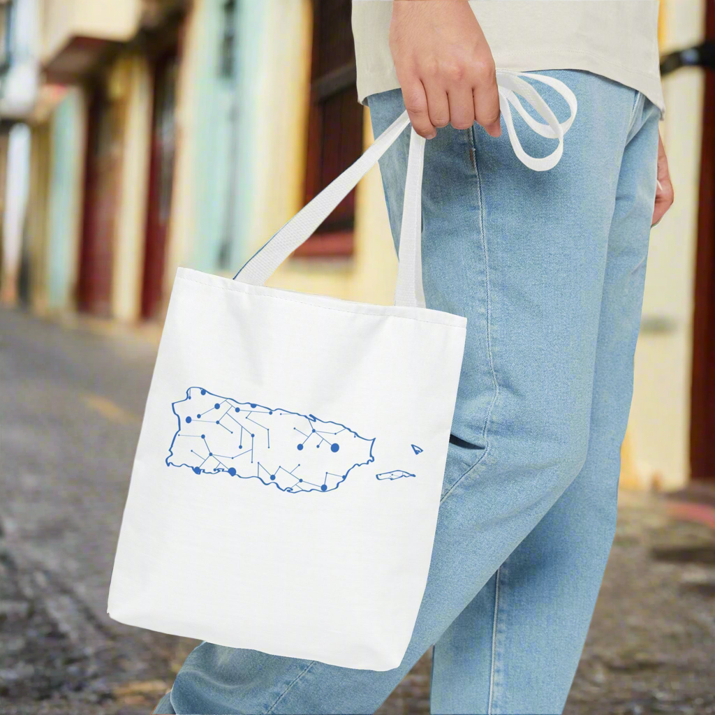 Puerto Rico Symbols | DIGITAL MAP |  White Tote Bag
