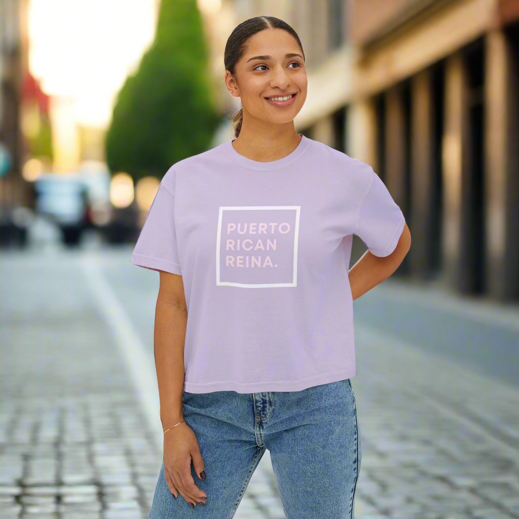 Women's Boxy Tee | Puerto Rico Shirt | PUERTO RICAN REINA | Soft and Stylish Tee | Exclusive Puerto Rico Gifts | Boricua Pride