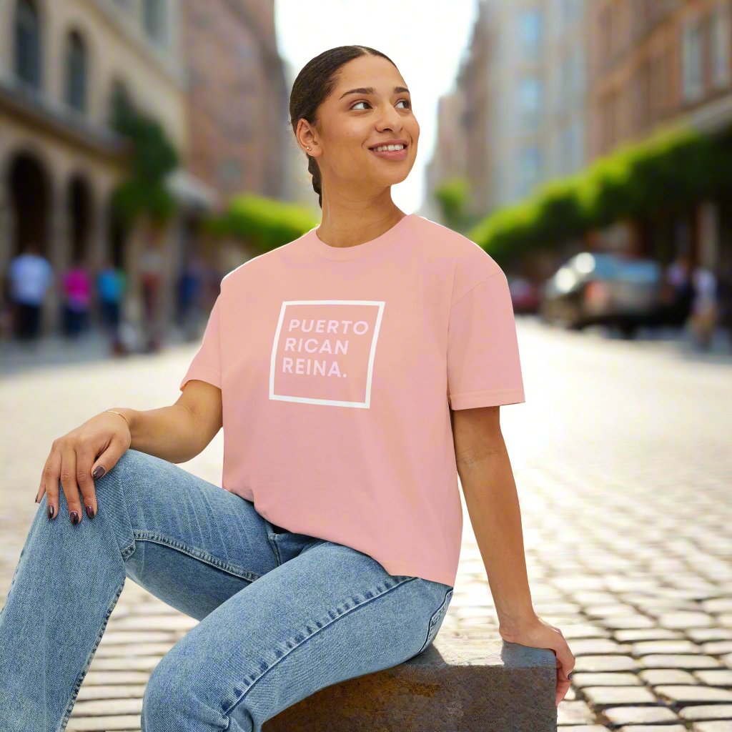 Women's Boxy Tee | Puerto Rico Shirt | PUERTO RICAN REINA | Soft and Stylish Tee | Exclusive Puerto Rico Gifts | Boricua Pride